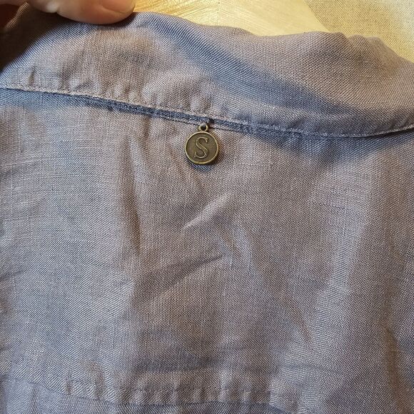 Soft Surroundings Women's "Go To Linen Shirt" Large ? Purple Button Front - Picture 6 of 8